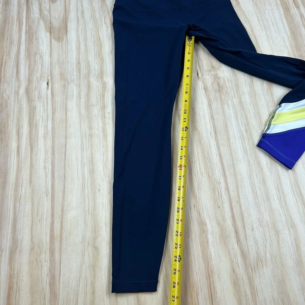 Tory Sport Leggings Womens M Blue Ankle Chevron Stripe High Rise Yoga‎ Burch